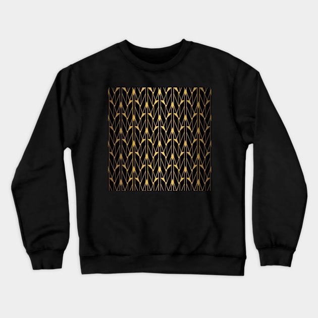 Faux Foil Gold and Black Retro Vintage Art Deco Geometric Open Triangle Pattern Crewneck Sweatshirt by podartist